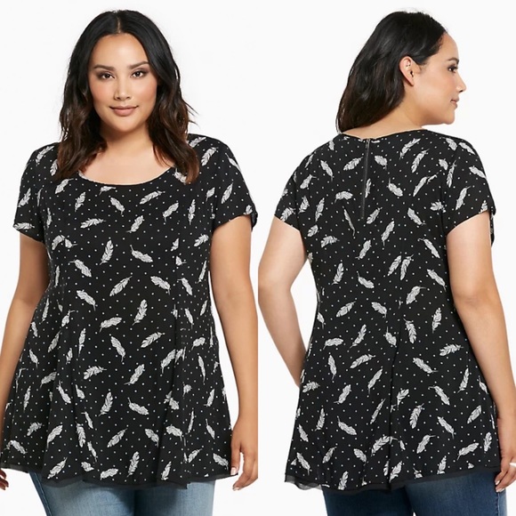 torrid Tops - Torrid | Feather Print Challis Tunic